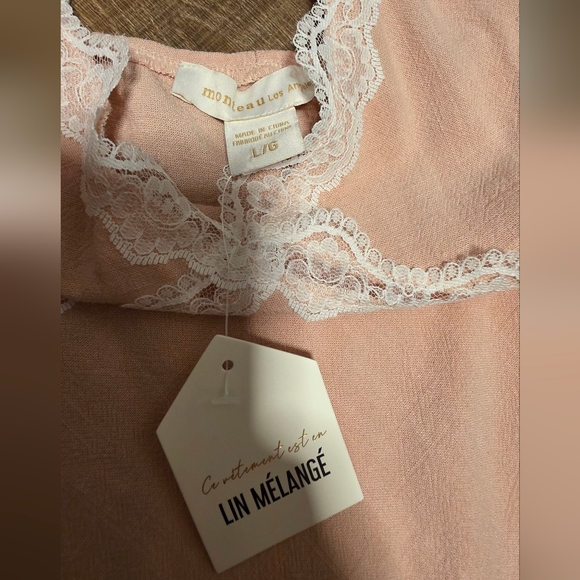 Monteau ($55) Linen-Blend Maxi Slip Dress With Lace Trim - Picture 3 of 7